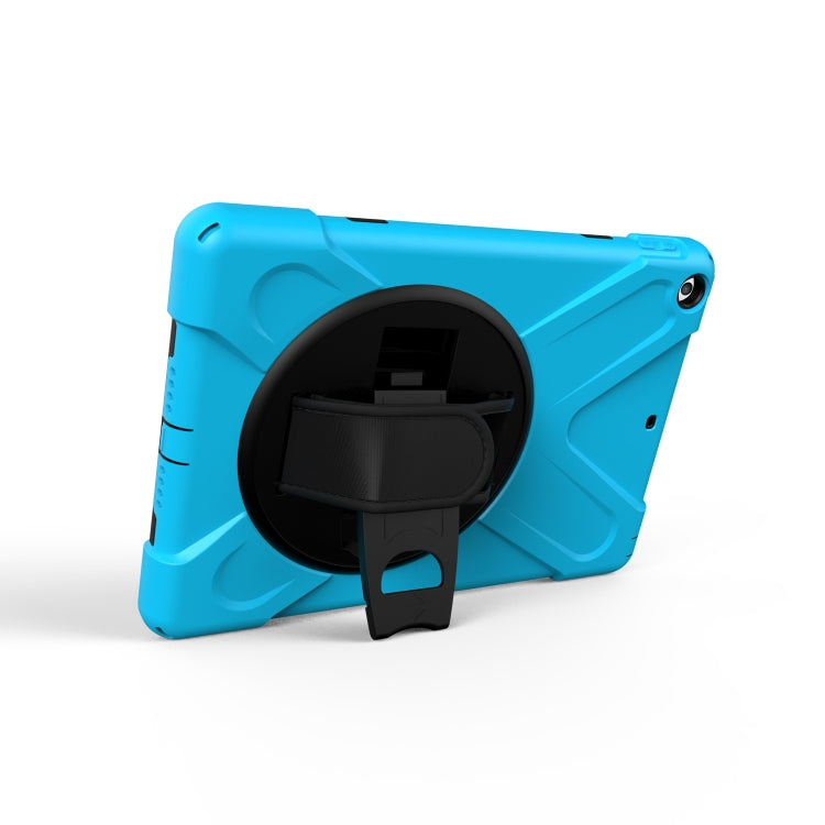 For iPad 9.7 (2018) & iPad 9.7 (2017) 360 Degree Rotation PC + Silicone Protective Case with Holder & Hand-strap(Baby Blue) - iPad 9.7 (2018) & (2017) Cases by buy2fix | Online Shopping UK | buy2fix