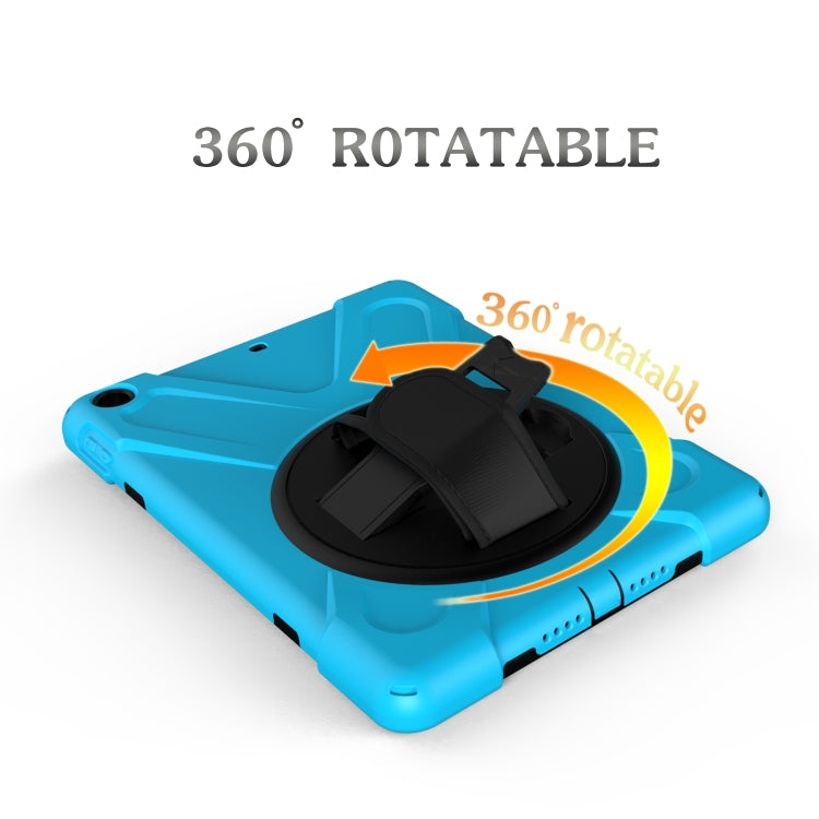 For iPad 9.7 (2018) & iPad 9.7 (2017) 360 Degree Rotation PC + Silicone Protective Case with Holder & Hand-strap(Baby Blue) - iPad 9.7 (2018) & (2017) Cases by buy2fix | Online Shopping UK | buy2fix