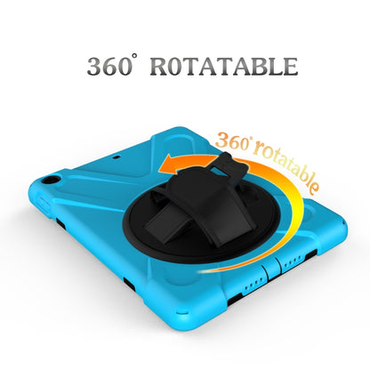 For iPad 9.7 (2018) & iPad 9.7 (2017) 360 Degree Rotation PC + Silicone Protective Case with Holder & Hand-strap(Baby Blue) - iPad 9.7 (2018) & (2017) Cases by buy2fix | Online Shopping UK | buy2fix