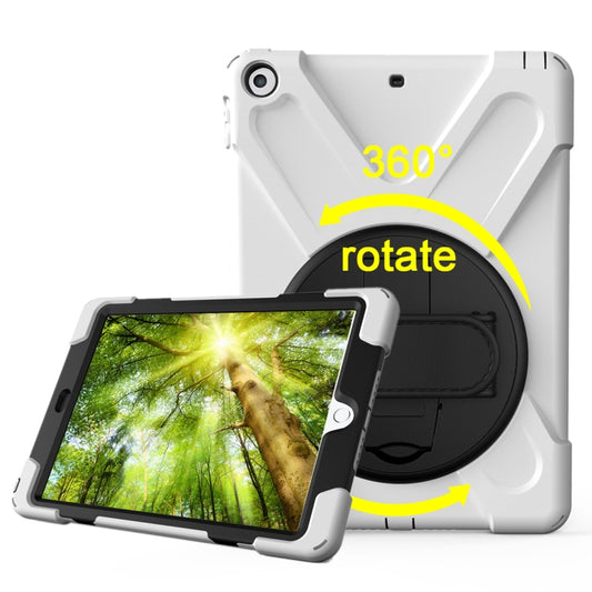 For iPad 9.7 (2018) & iPad 9.7 (2017) 360 Degree Rotation PC + Silicone Protective Case with Holder & Hand-strap(White) - iPad 9.7 (2018) & (2017) Cases by buy2fix | Online Shopping UK | buy2fix