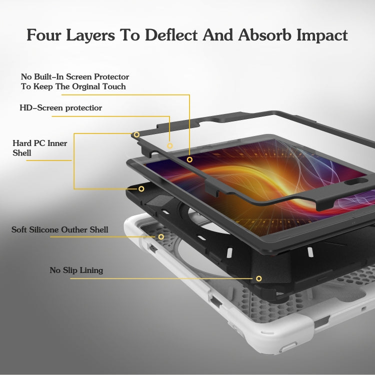 For iPad 9.7 (2018) & iPad 9.7 (2017) 360 Degree Rotation PC + Silicone Protective Case with Holder & Hand-strap(White) - iPad 9.7 (2018) & (2017) Cases by buy2fix | Online Shopping UK | buy2fix