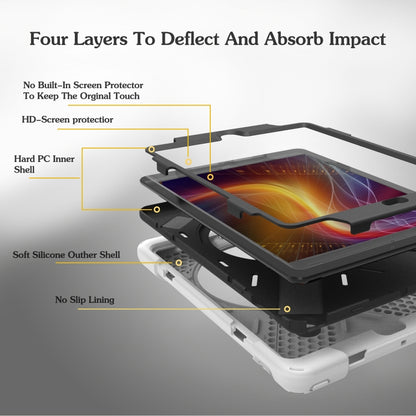 For iPad 9.7 (2018) & iPad 9.7 (2017) 360 Degree Rotation PC + Silicone Protective Case with Holder & Hand-strap(White) - iPad 9.7 (2018) & (2017) Cases by buy2fix | Online Shopping UK | buy2fix