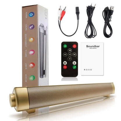 Soundbar LP-08 CE0152 USB MP3 Player 2.1CH Bluetooth Wireless Sound Bar Speaker with Remote Control(Gold) - Desktop Speaker by buy2fix | Online Shopping UK | buy2fix
