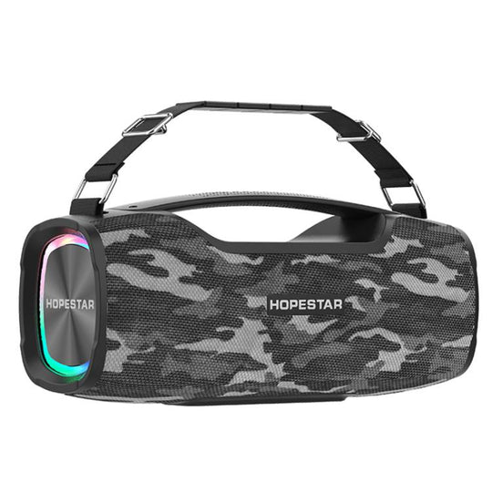 HOPESTAR A6X TWS Portable Outdoor Bluetooth Speaker with Colorful Music Lights, Support Power Bank & Hands-free Call & U Disk & TF Card & 3.5mm AUX(Camouflage Grey)
