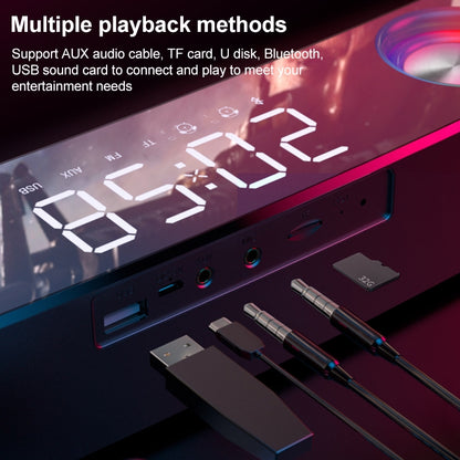 SOAIY SH39 Colorful Spectrum Lighting Effect + Mechanical Buttons + Clock Alarm + Battery Desktop Home Gaming Bluetooth Speaker(Black) -  by buy2fix | Online Shopping UK | buy2fix