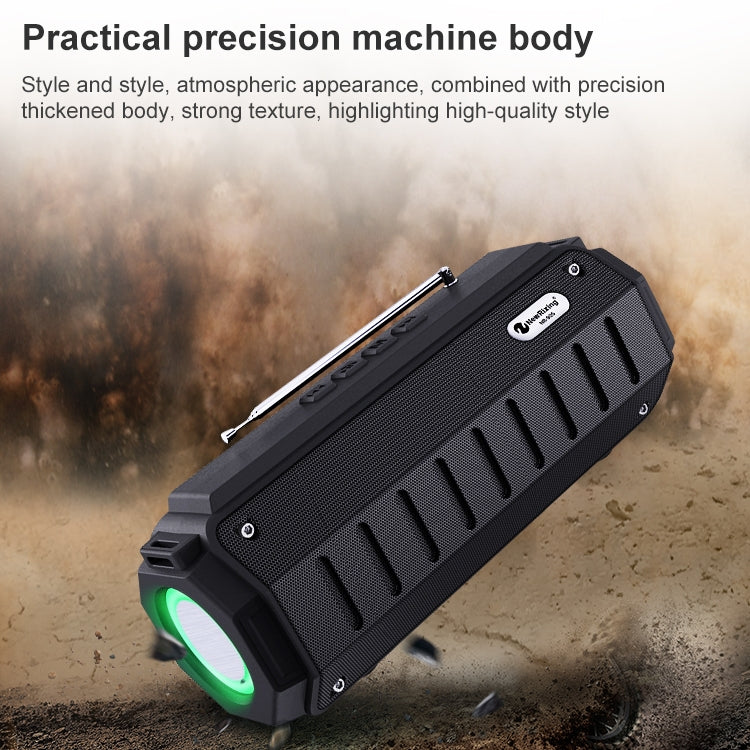 New Rixing NR-905FM TWS Bluetooth Speaker Support Hands-free Call / FM with Shoulder Strap & Antenna (Black) - Desktop Speaker by NewRixing | Online Shopping UK | buy2fix