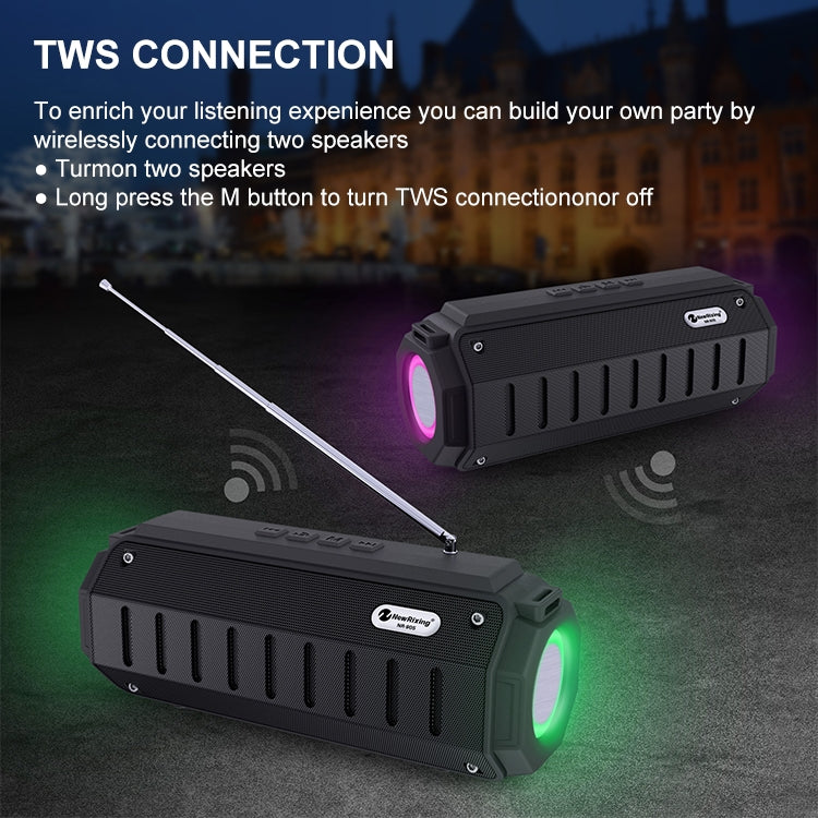 New Rixing NR-905FM TWS Bluetooth Speaker Support Hands-free Call / FM with Shoulder Strap & Antenna (Red) - Desktop Speaker by NewRixing | Online Shopping UK | buy2fix