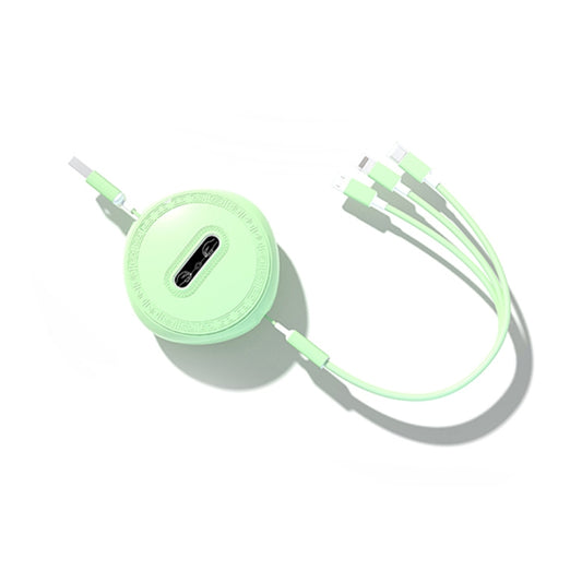 Micro + 8 Pin + Type-C / USB-C 3 In 1 Telescopic Charging Cable (Green) by buy2fix