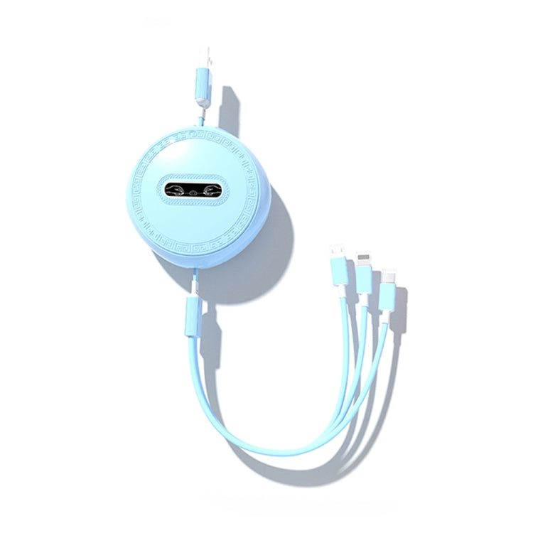 Micro + 8 Pin + Type-C / USB-C 3 In 1 Telescopic Charging Cable (Blue) by buy2fix