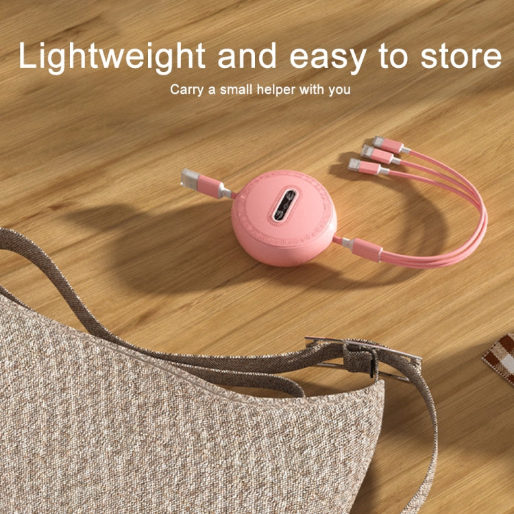 Micro + 8 Pin + Type-C / USB-C 3 In 1 Telescopic Charging Cable (Black) by buy2fix