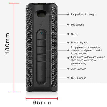 EBS-603 Portable Outdoor Waterproof TWS Audio 3D Surround Wireless Bluetooth Speaker (Black) - Waterproof Speaker by buy2fix | Online Shopping UK | buy2fix