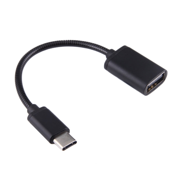 8.3cm USB Female to Type-C Male Metal Wire OTG Cable Charging Data Cable(Black) by buy2fix