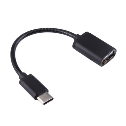 8.3cm USB Female to Type-C Male Metal Wire OTG Cable Charging Data Cable(Black) by buy2fix