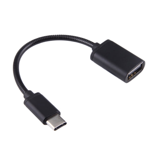 8.3cm USB Female to Type-C Male Metal Wire OTG Cable Charging Data Cable(Black) by buy2fix