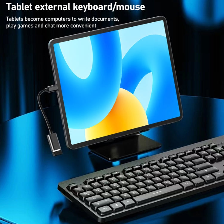 8.3cm USB Female to Type-C Male Metal Wire OTG Cable Charging Data Cable(Black) by buy2fix