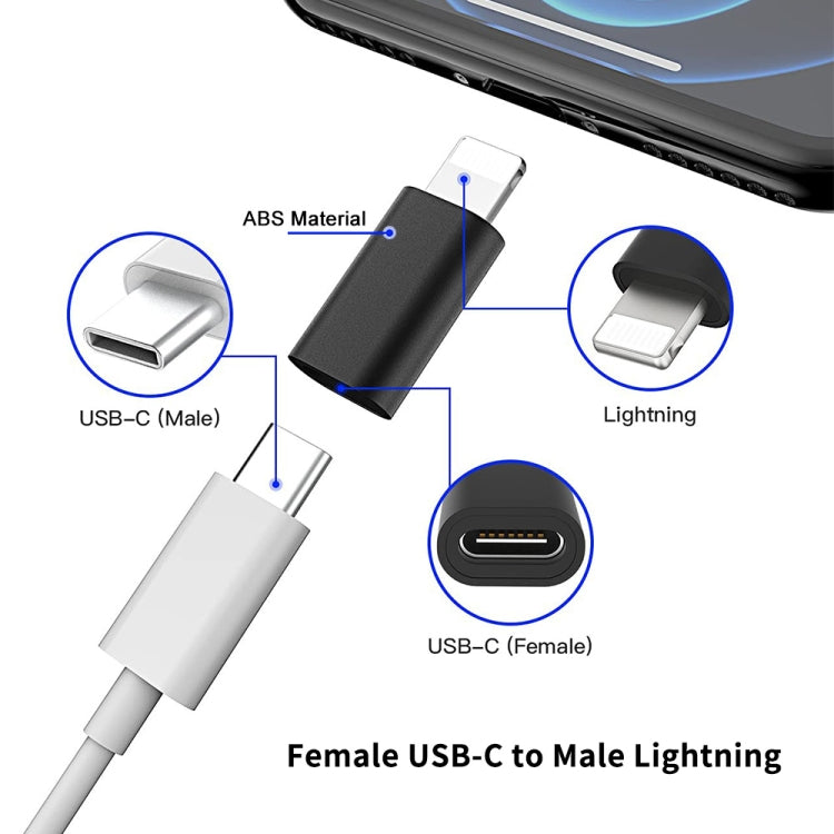 ENKAY Hat-Prince HC-6 Mini ABS USB-C / Type-C 3.1 to 8 Pin Port Connector Adapter(Black) by ENKAY