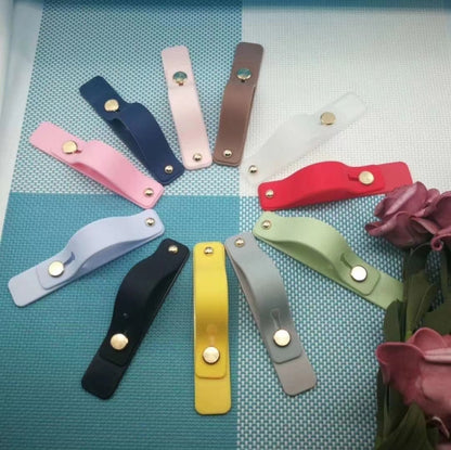 TPU Leather Finger Strap Phone Holder Desktop Grip Stand (White) - Hand-Sticking Bracket by buy2fix | Online Shopping UK | buy2fix