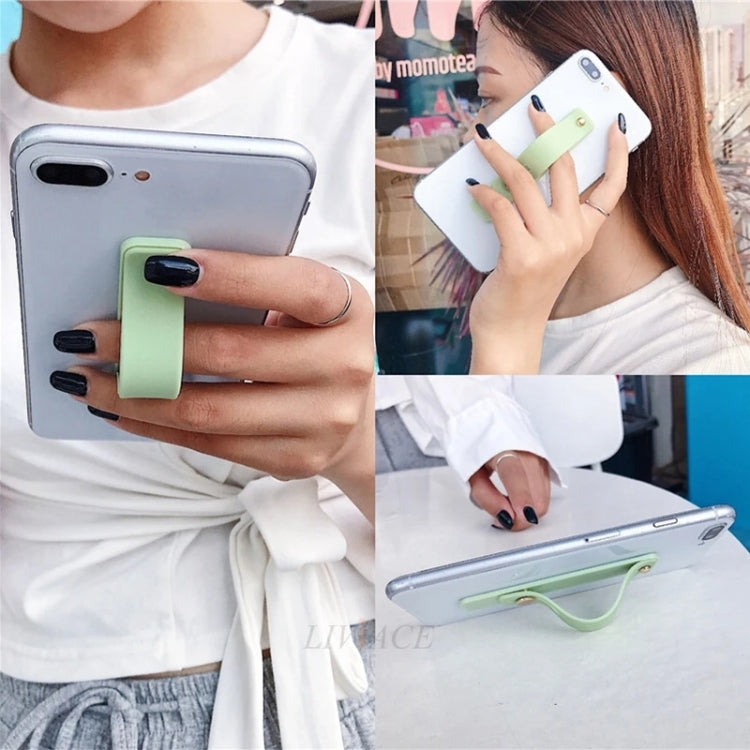 TPU Leather Finger Strap Phone Holder Desktop Grip Stand (White) - Hand-Sticking Bracket by buy2fix | Online Shopping UK | buy2fix
