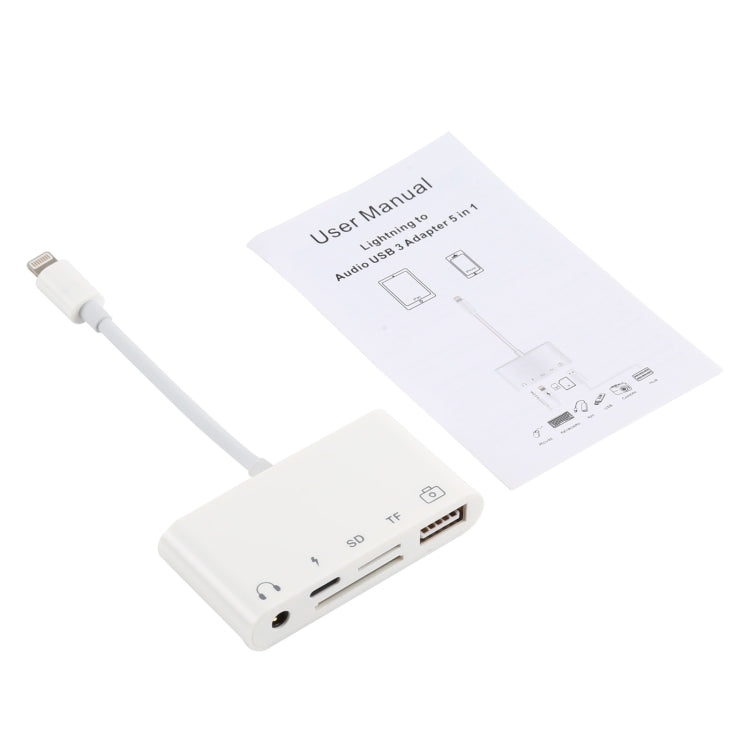 5 in 1 8 Pin to USB HUB And USB-C / Type-C And 3.5mm Earphone And SD And TF Card Reader by buy2fix