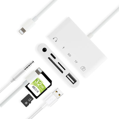 5 in 1 8 Pin to USB HUB And USB-C / Type-C And 3.5mm Earphone And SD And TF Card Reader by buy2fix