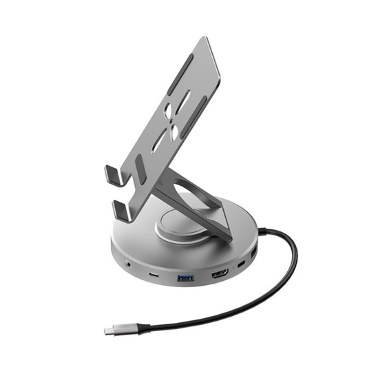 V269 Type-C / USB-C PD Power 4K/60Hz Multiport HUB Expansion Dock Swivel Stand HDMI Dongle Docking Station - Desktop Holder by buy2fix | Online Shopping UK | buy2fix