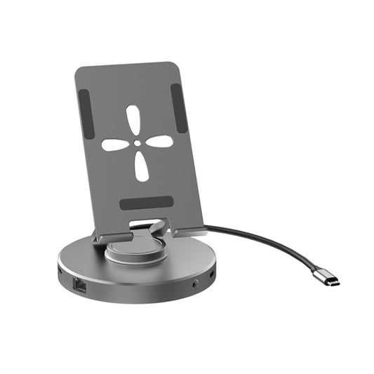 V269A 10 in 1 Type-C / USB-C PD Power 4K/60Hz Multiport HUB Expansion Dock Swivel Stand HDMI Dongle Docking Station - Desktop Holder by buy2fix | Online Shopping UK | buy2fix