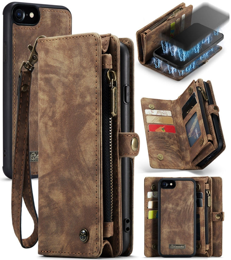 CaseMe for  iPhone 8 & 7  Multifunctional Leather Billfold with Detachable Magnetic PC Back Protective Case & Holder & 10 Card Slots & 3 Cash Slots & 1 Zipper Wallet & 2 Photo Frames & 3 Magnetic Clasps(Coffee) - More iPhone Cases by CaseMe | Online Shopping UK | buy2fix