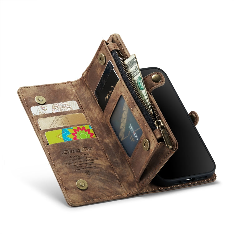 CaseMe for  iPhone 8 & 7  Multifunctional Leather Billfold with Detachable Magnetic PC Back Protective Case & Holder & 10 Card Slots & 3 Cash Slots & 1 Zipper Wallet & 2 Photo Frames & 3 Magnetic Clasps(Coffee) - More iPhone Cases by CaseMe | Online Shopping UK | buy2fix