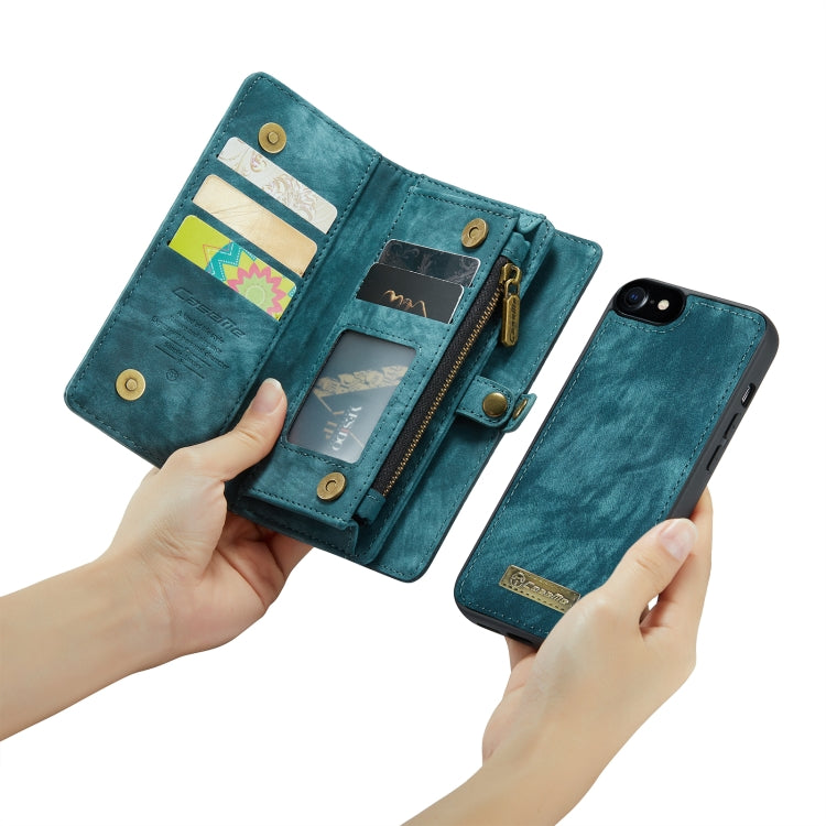 CaseMe for  iPhone 8 & 7  Multifunctional Leather Billfold with Detachable Magnetic PC Back Protective Case & Holder & 10 Card Slots & 3 Cash Slots & 1 Zipper Wallet & 2 Photo Frames & 3 Magnetic Clasps(Blue) - More iPhone Cases by CaseMe | Online Shopping UK | buy2fix