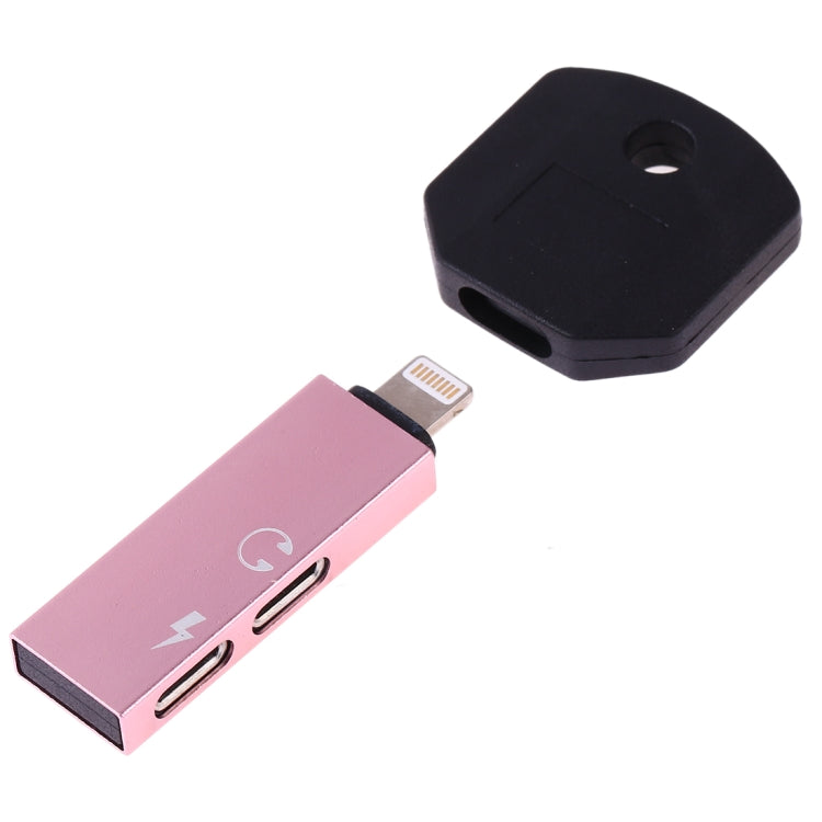 RC16 Dual 8 Pin Female to 8 Pin Male Key Shape Mini Portable Audio & Charge Adapter(Pink) by buy2fix