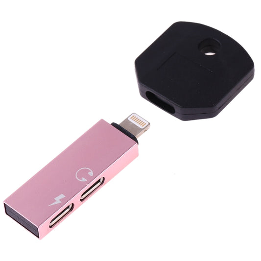 RC16 Dual 8 Pin Female to 8 Pin Male Key Shape Mini Portable Audio & Charge Adapter(Pink) by buy2fix