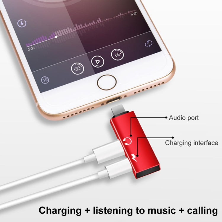 RC16 Dual 8 Pin Female to 8 Pin Male Key Shape Mini Portable Audio & Charge Adapter(Red) by buy2fix