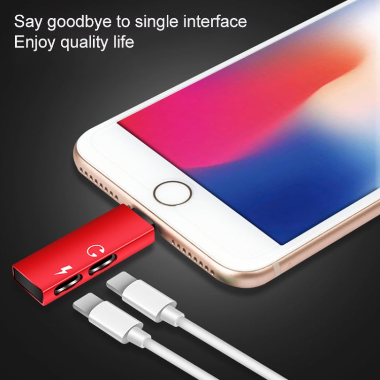 RC16 Dual 8 Pin Female to 8 Pin Male Key Shape Mini Portable Audio & Charge Adapter(Red) by buy2fix