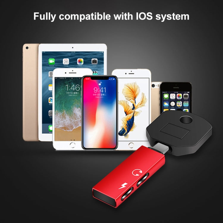 RC16 Dual 8 Pin Female to 8 Pin Male Key Shape Mini Portable Audio & Charge Adapter(Red) by buy2fix