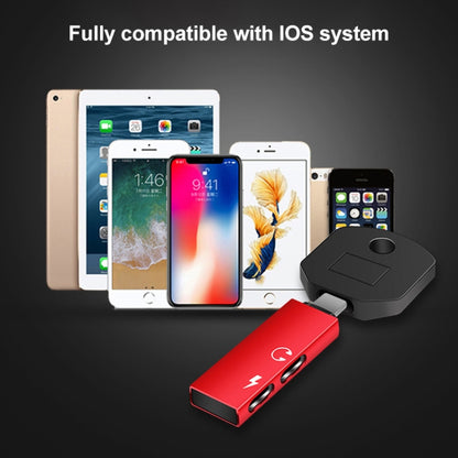 RC16 Dual 8 Pin Female to 8 Pin Male Key Shape Mini Portable Audio & Charge Adapter(Red) by buy2fix