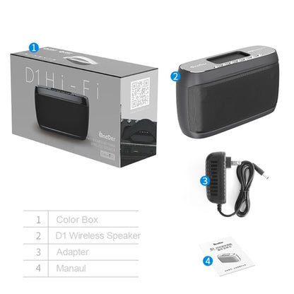 OneDer D1 60W Portable HiFi Bass Wireless Bluetooth Speaker, Support Hands-free / USB / AUX / TF (Grey) - Desktop Speaker by OneDer | Online Shopping UK | buy2fix