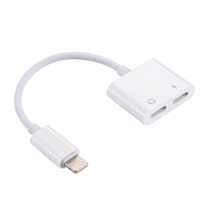 2 in 1 8 Pin Male to 8 Pin Charging + 8 Pin Audio Female Earphone Adapter with Call Function, Support IOS 10.3.1 or Above(White) by buy2fix