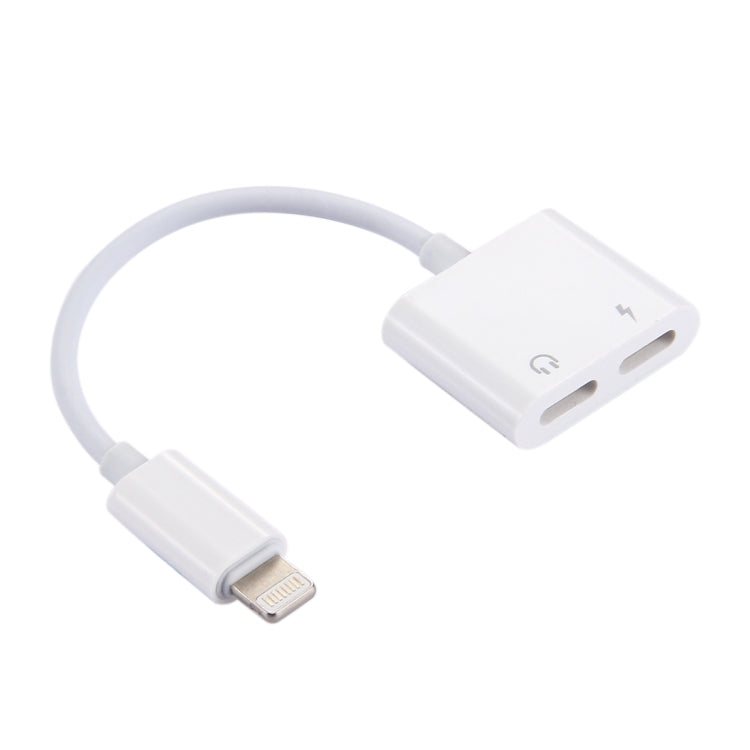 2 in 1 8 Pin Male to 8 Pin Charging + 8 Pin Audio Female Earphone Adapter with Call Function, Support IOS 10.3.1 or Above(White) by buy2fix