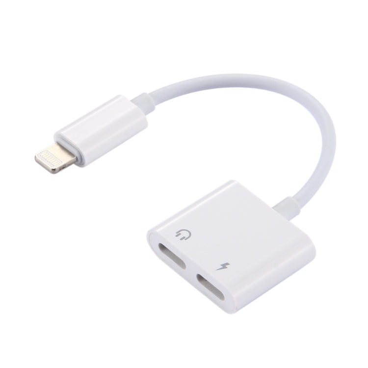 2 in 1 8 Pin Male to 8 Pin Charging + 8 Pin Audio Female Earphone Adapter with Call Function, Support IOS 10.3.1 or Above(White) by buy2fix