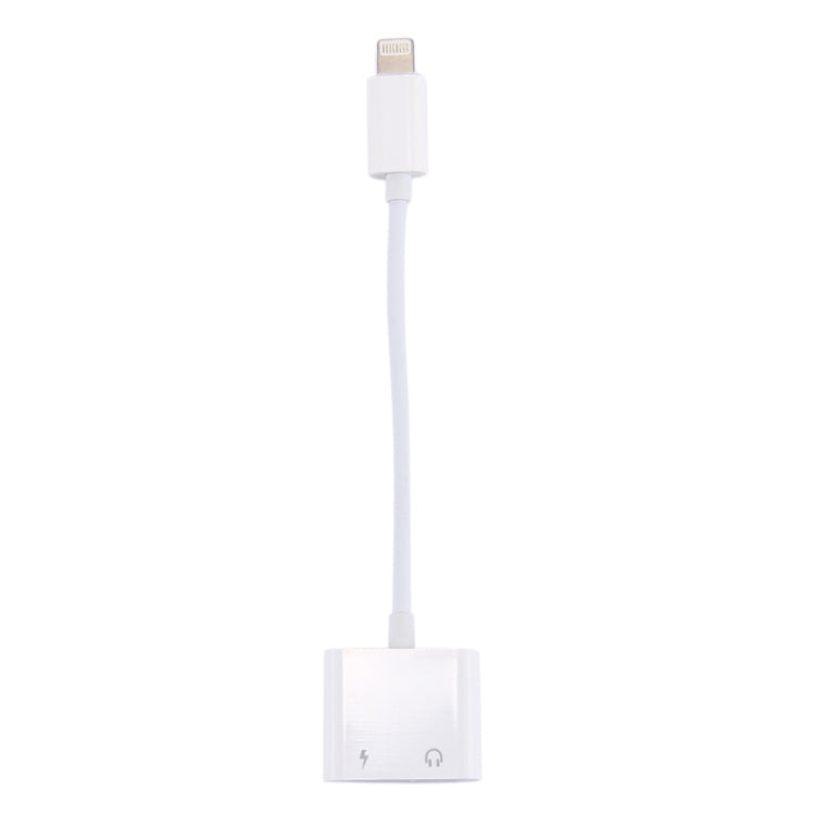 2 in 1 8 Pin Male to 8 Pin Charging + 8 Pin Audio Female Earphone Adapter with Call Function, Support IOS 10.3.1 or Above(White) by buy2fix
