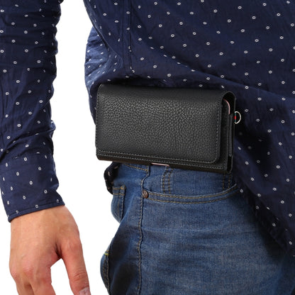 Universal Litchi Texture Vertical Flip Thwartwise PU Leather Case / Waist Bag with Back Splint & Card Slots & 15cm Lanyard for iPhone 8 Plus & 7 Plus & 6s Plus & 6 Plus, Galaxy Note 8 & Galaxy C9 Pr ... & Mate 7 & P9 Plus, Size: 16 x 8.3 x 1.5 cm(Black) by buy2fix
