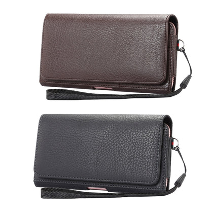 Universal Litchi Texture Vertical Flip Thwartwise PU Leather Case / Waist Bag with Back Splint & Card Slots & 15cm Lanyard for iPhone 8 Plus & 7 Plus & 6s Plus & 6 Plus, Galaxy Note 8 & Galaxy C9 Pr ... & Mate 7 & P9 Plus, Size: 16 x 8.3 x 1.5 cm(Black) by buy2fix