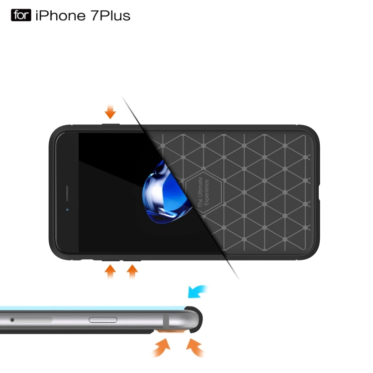 For iPhone 7 Plus Brushed Texture Fiber TPU Rugged Armor Protective Case(Black) by buy2fix