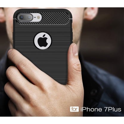 For iPhone 7 Plus Brushed Texture Fiber TPU Rugged Armor Protective Case(Black) by buy2fix