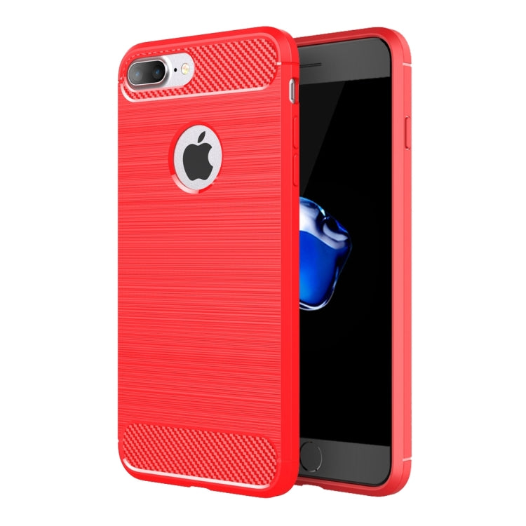For iPhone 7 Plus Brushed Texture Fiber TPU Rugged Armor Protective Case(Red) by buy2fix