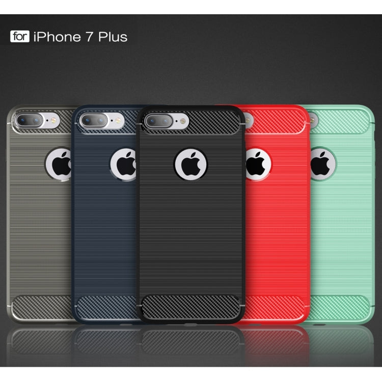 For iPhone 7 Plus Brushed Texture Fiber TPU Rugged Armor Protective Case(Red) by buy2fix