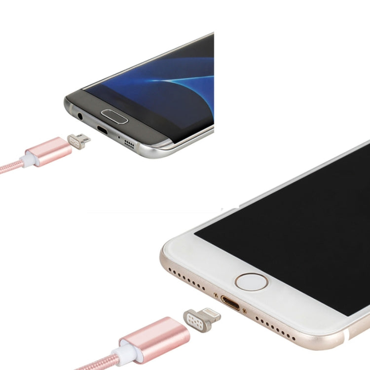 2 in 1 5V 2A Micro USB & 8 Pin to USB 2.0 Weave Style Magnetic Data Cable, Cable Length: 1.2m(Pink) by buy2fix