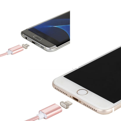 2 in 1 5V 2A Micro USB & 8 Pin to USB 2.0 Weave Style Magnetic Data Cable, Cable Length: 1.2m(Pink) by buy2fix