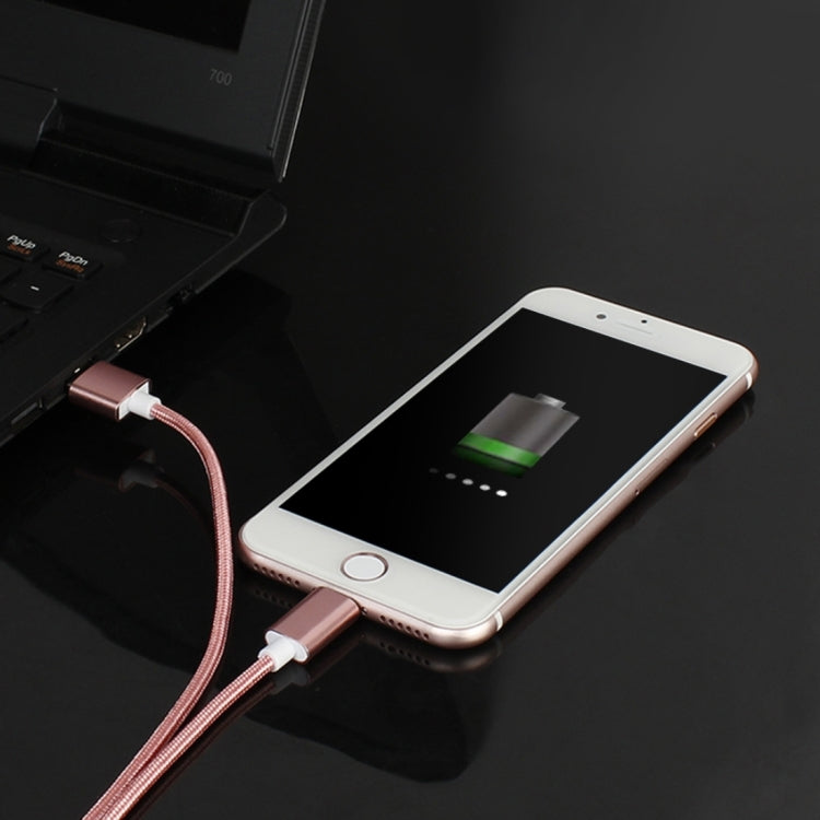 2 in 1 5V 2A Micro USB & 8 Pin to USB 2.0 Weave Style Magnetic Data Cable, Cable Length: 1.2m(Pink) by buy2fix