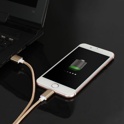 2 in 1 5V 2A Micro USB & 8 Pin to USB 2.0 Weave Style Magnetic Data Cable, Cable Length: 1.2m(Gold) by buy2fix